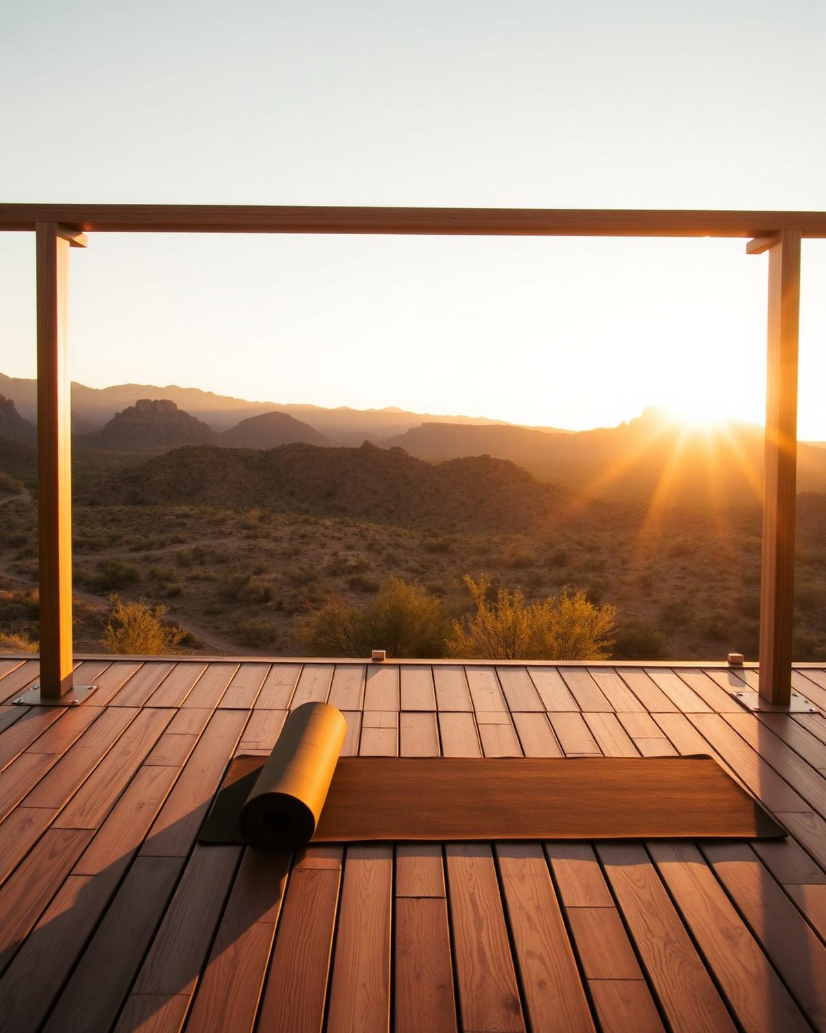 Sunrise yoga on the high deck